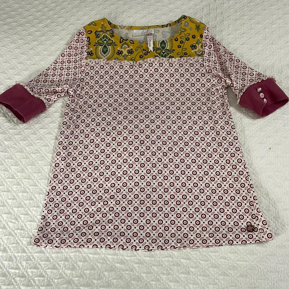 Girls boutique 435 soft knit tunic top blouse floral paisley sz 8